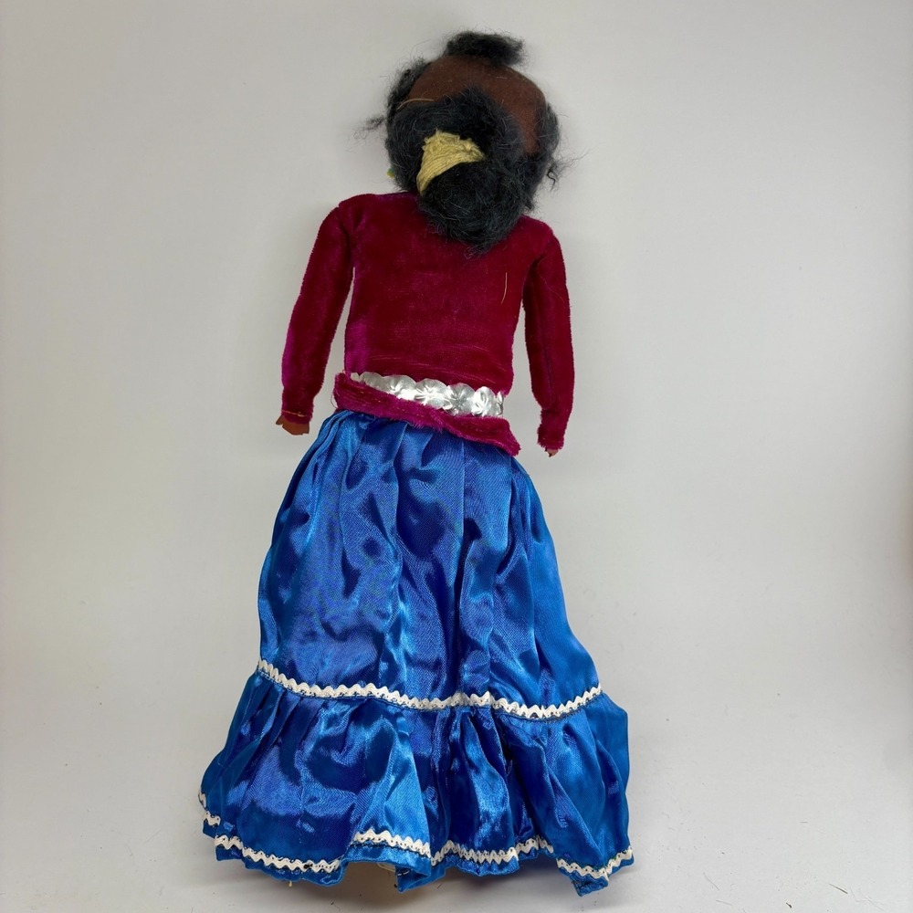 VTG Mid-Century Navajo Native American 13" Handmade Velvet Satin Fabric Doll - Picture 6 of 8